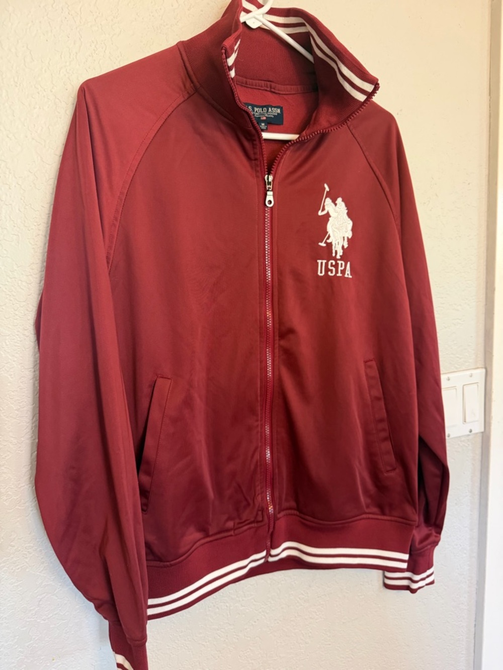 U.S. Polo Assn. Maroon Full-Zip Bomber Track Jacket Men’s Size M